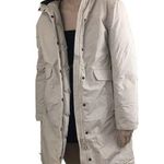 L.L.Bean Beige Goose Down Hooded Puffer Coat Winter Coat Jacket Size M Photo 0