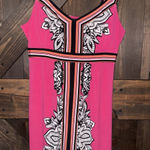 Apt 9 Dress Hot Pink Black Women's Sz L Large‎ Floral Stretch Padded Knee Length Photo 0