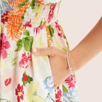 Bloomchic Floral Backless Shirred Square Neck Pocket Ruffle Hem Dress Photo 3