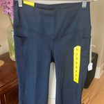 Flare Navy Blue Leggings Crop Comfy Soft Womens Small Pockets Photo 11