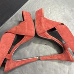 Diane Von Furstenberg DVF Platform Sandals 7.5 Zia Suede Crisscross Coral Red  Photo 14