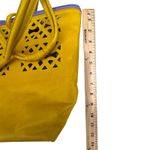 Beth Levine New York Tote Bag Large Yellow Purple Laser Cut Lattice Leather Photo 4