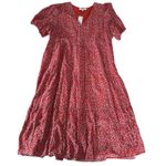 English Factory NWT  Midi Dress Womens 3XL Plus Red Floral Tiered Puff Sleeve Photo 0