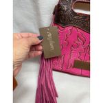 Wrangler Western Hot Pink Fringe Embossed Clutch Handbag Purse With Strap NWT Photo 1