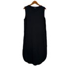 J.Crew  Sleeveless Tank Curve Hem Midi Cover Up Casual Dress Round Neck L Black Photo 11