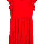 Olivia Rae  Size Medium Dress Red Fit & Flare Ruffle Cap Sleeve Pullover Casual‎ Photo 0