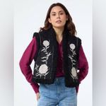ZARA  Black Sherpa Suede Vest Embroidered floral boho Shearling Photo 5