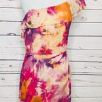 Bebe One Shoulder Pink Purple Orange Floral Maxi Dress Size Small Spring Summer Photo 4