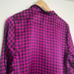 Fleur Du Mal Houndstooth Patterned Button Down Top Womens Small Violet Pink Photo 10