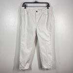 Soft Surroundings  White Crop Pants Lace Hem Denim Jeans‎ Sz 10P Petite Coastal Photo 1