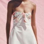 ZARA Floral White Strapless Dress Photo 7