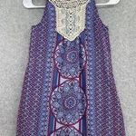As You Wish Women's Blouse Sleeveless Trapeze Crochet Neck Size Small Blue Red Photo 0