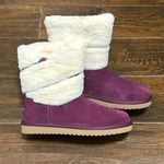 Koolaburra by Ugg  Women's Dezi Short Suede Boots Faux Fur Plum Photo 0