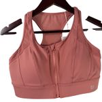 Yvette High Support Front Zip Sports Bra Rose Pink Workout Active Size XL – NWT Photo 4