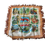 Vintage Panama Souvenir Scarf – Canal Locks & Landmarks Fringed Cloth Photo 0
