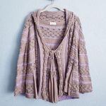 Anthropologie  Wrap London Brown and Purple Open Knit Front Tie Cardigan Photo 0