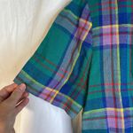 Doncaster Green Plaid Vintage Cropped Short Sleeve Gold Button Shirt Size 8 Photo 3