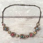 Unique Vintage Vintage Flower Jewel Necklace Choker Silver Beaded Chain 16in Length Photo 0