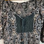 Angie Black Floral Print Top Photo 3