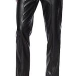 H by Halston NWT H Halston Faux Vegan Leather Seamed Pull-On Pant BLACK LARGE Photo 2