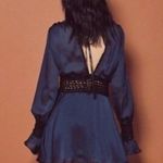 For Love & Lemons Celine Silk Crochet Long Sleeve Mini Dress Photo 1