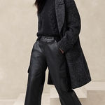 Banana Republic NEW Vegan Leather Straight Leg Mid Rise Cargo Pant Black 14 Photo 0