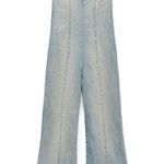 ZARA NWT Denim Jumpsuit. Super Cute And Flattering. Small “ B “ Crystal Do You Represent Barbie But Easily Can Be Taken Off And Not Noticeable Photo 0