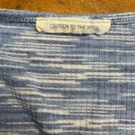 Caution to the Wind Blue White Striped Ruched V Neck Short Sleeve Top Womens Photo 2