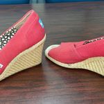 Toms Red Wedge Open Toe Sandals Size 7.5 Photo 3
