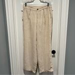 Lands' End High Rise Wide Leg Linen Pleated Light Tan Khaki Size 14 Pants 537648 Photo 1