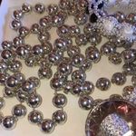 2 Vintage Silver Black & White Beaded Necklaces Tassel Photo 1