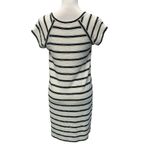 Max Studio Kassadi Striped Textured Knit Dress Size M White Black Short Sleeve Photo 4