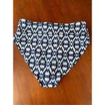 NWOT navy and whit ikat high waisted bikini bottom Size XL Blue Photo 1