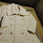 Worthington Peacoat Coat L Large Doube Breasted ivory Cream Slimmer Tweed Photo 5