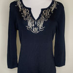 Joseph A Embellished Beaded Black Sweater Sz Medium Photo 0