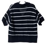 Old Navy L Striped Knit Sweater Polo Shirt Navy White Nautical Coastal Cruise Photo 5