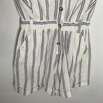 ZARA  nubby textured cotton blend buttoned striped romper in ecru size XS Photo 4