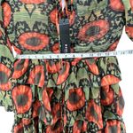 Beulah Style Dress S Abstract Floral Bold Tiered Smocked Forest Fairy Boho NEW Green Photo 8