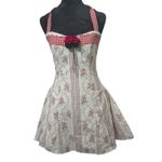 LACEMADE Rose Cupid Dress Cottagecore Gingham Floral Halter Mini S White Photo 0