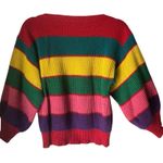 80s Exclusive Imports Rainbow Stripe Sweater Chunky Balloon Sleeve Oversized M Red Size M Photo 1