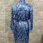 Adonna  Blue Satin Floral Robe Photo 3
