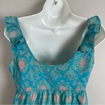 Anthropologie  Edme &‎ Esyllte Tank Top Turquoise Salmon Floral Sz 4 Empire Waist Photo 5