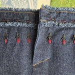 Vintage Telluride Blue Denim Beaded Skirt 12 Red Photo 5