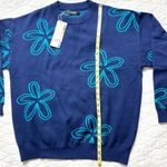 Dokotoo Floral Knit Sweater Boho Crew Neck GrandmaCore Long Sleeve Navy XL NWT Blue Photo 12