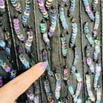 Vintage 80s 90s Floral Beaded Sequin Silk Long Sleeve Black Sheath Dress size L Size L Photo 14