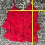 Madison Marcus  Women’s S Red Silk Double Ruffled Hem Spaghetti Strap Camisole Photo 6