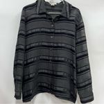 draper's & damon's PL Striped Black Gray Button-Up Shirt sheer burnout Photo 0