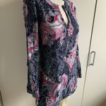 Lucky Brand tunic size small blue paisley long sleeve pullover blouse top shirt Photo 2