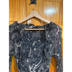 ECI New York 100% Silk Floral Maxi Dress Size 8 Sheer Ruffle Romantic Evening Black Photo 2