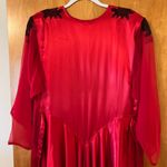 Natori  Red Long Robe With Black Lace At Shoulders On Sleeves Sexy Vintage Large Photo 6